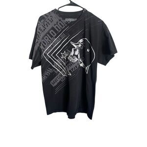 Metal Mulisha Mens Black Graphic Skull Print Short Sleeve T-Shirt Size Large